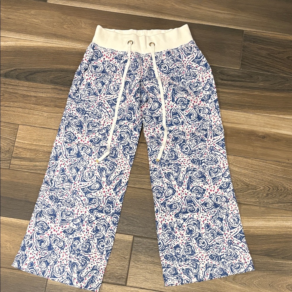 Lilly Pulitzer Blue and White Starfish Print The Beach Pant Size XS